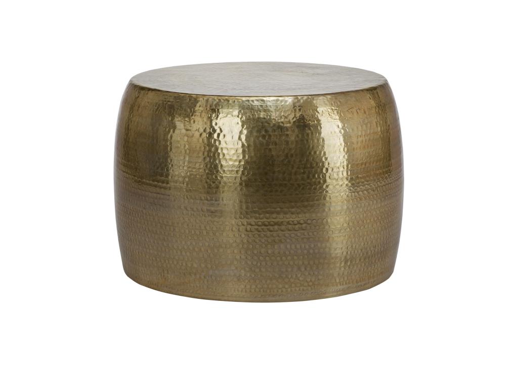 Oriental hammered aluminum coffee table, 53x41cm, gold, Lysvia FUOD04668