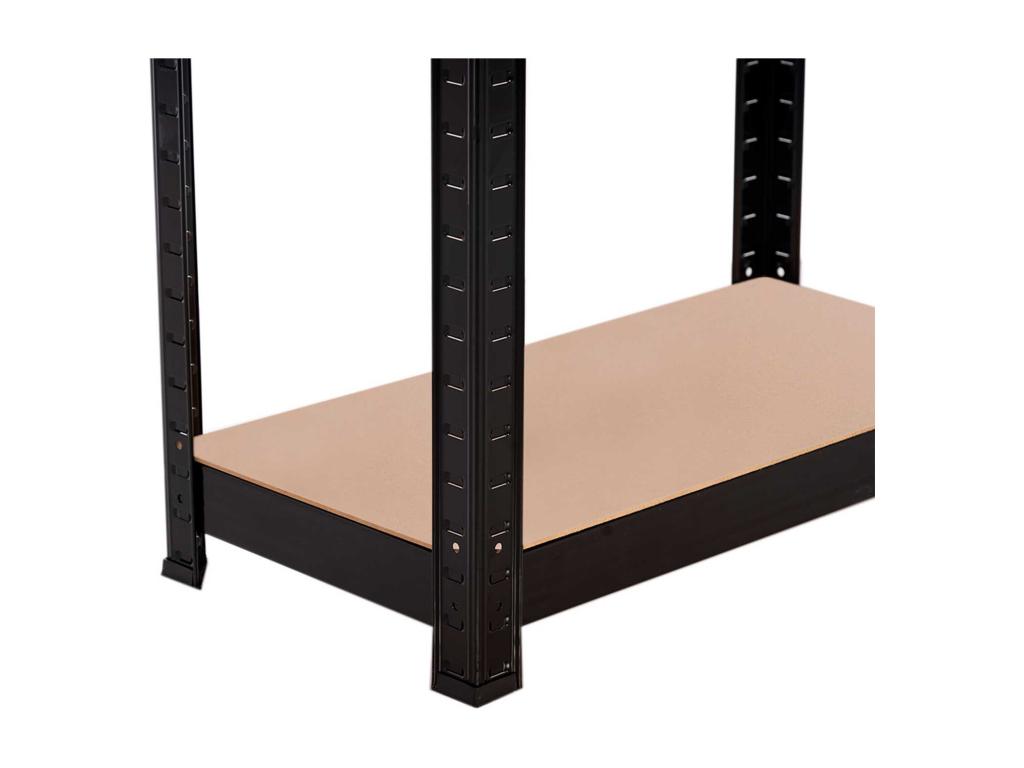 Metal shelving unit with 4 adjustable shelves, 148x60x30cm, 240kg, black, Lysvia MKEC16448