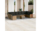 11-piece garden furniture set with grey resin wicker cushions XYSO11893
