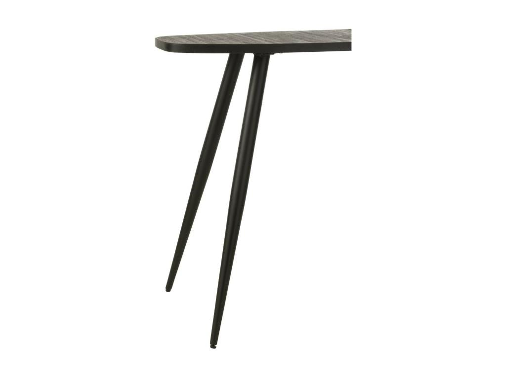 Oval console table in brushed recycled teak and metal, L120 - Lysvia EQCD54272
