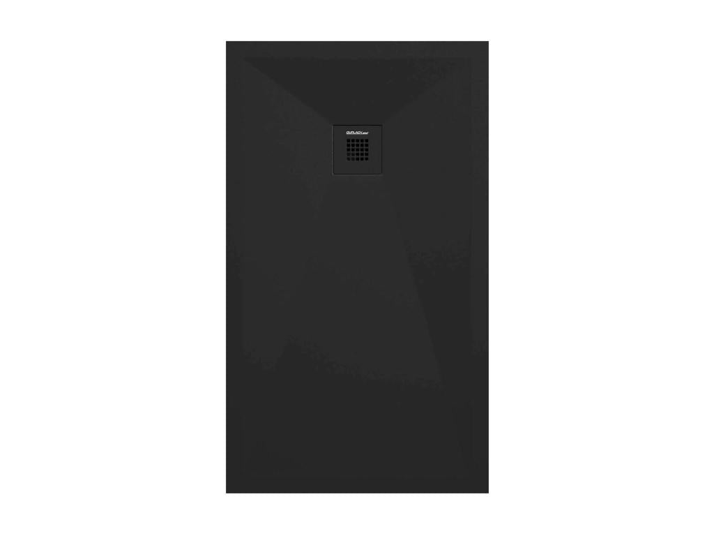 Smooth black shower tray with colored grate - 90x90 cm SKVW87532