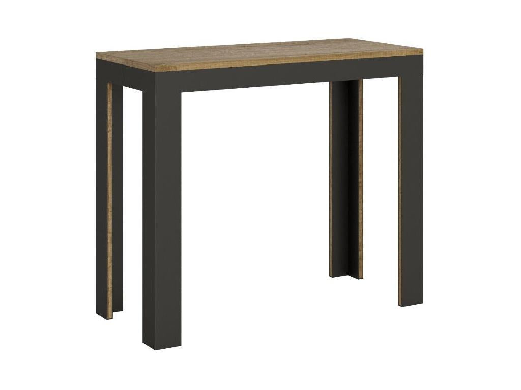 Extendable wooden console table with 4 wood and anthracite steel legs - White color - Legs and support on Elariva - 3 extensions QJEP94385